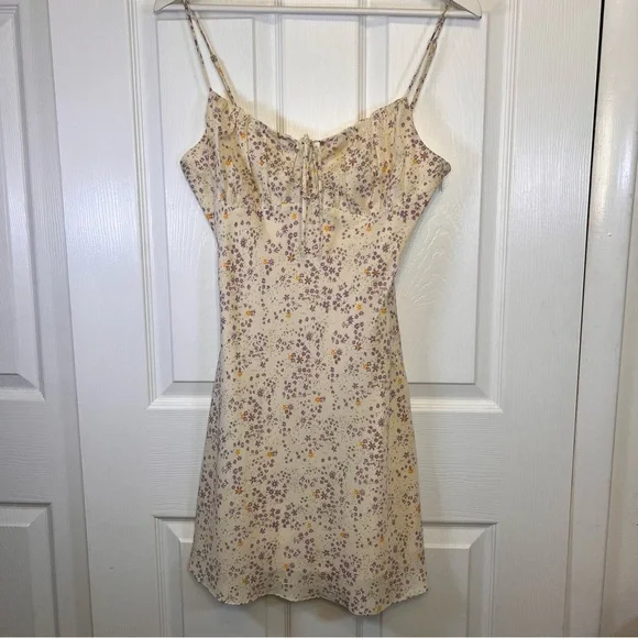Cotton Candy Dresses | Cotton Candy La Floral Milkmaid Mini Dress Whimsical Fairy Cottagecore Y2k | Color: Cream/Purple | Size: M | Shopnine12'S